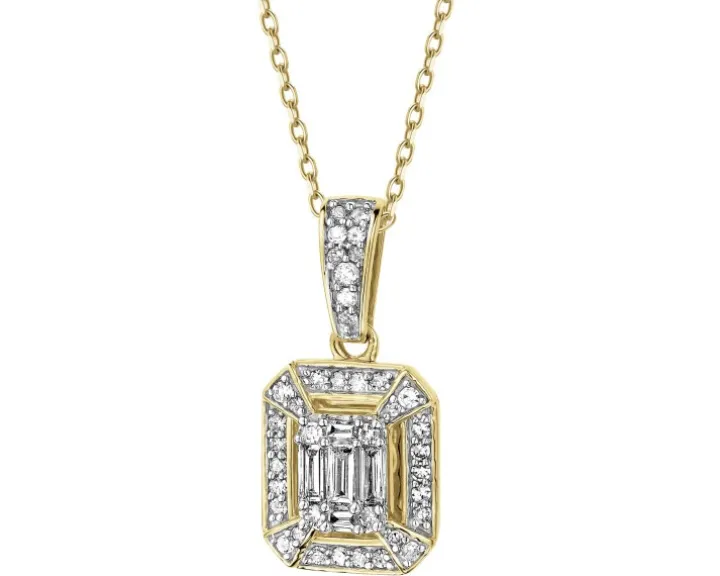 Zawieszka z żółtego złota z diamentami - 0,24 ct - próba 585