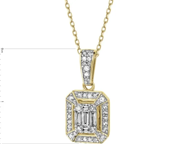 Zawieszka z żółtego złota z diamentami - 0,24 ct - próba 585