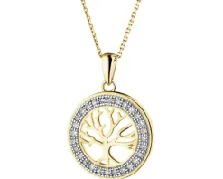 Zawieszka z żółtego złota z diamentami - drzewko - 0,10 ct - próba 585