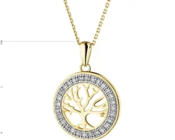 Zawieszka z żółtego złota z diamentami - drzewko - 0,10 ct - próba 585