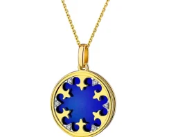 Zawieszka z żółtego złota z diamentami i emalią - rozeta - 0,01 ct - próba 375