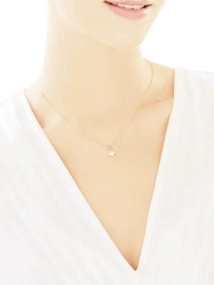 Zawieszka z żółtego złota z diamentami - kwadrat - 0,05 ct - próba 585