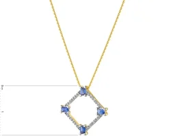 Zawieszka z żółtego złota z diamentami i szafirami - próba 585