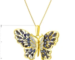 Zawieszka z żółtego złota z  diamentami i szafirami - motyl - próba 585