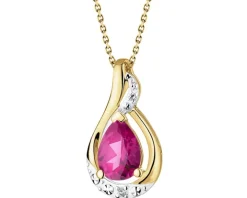 Zawieszka z żółtego złota z diamentami i rubinem syntetycznym - próba 375