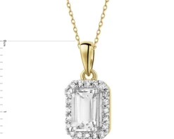 Zawieszka z żółtego złota z diamentami i topazem białym - próba 585