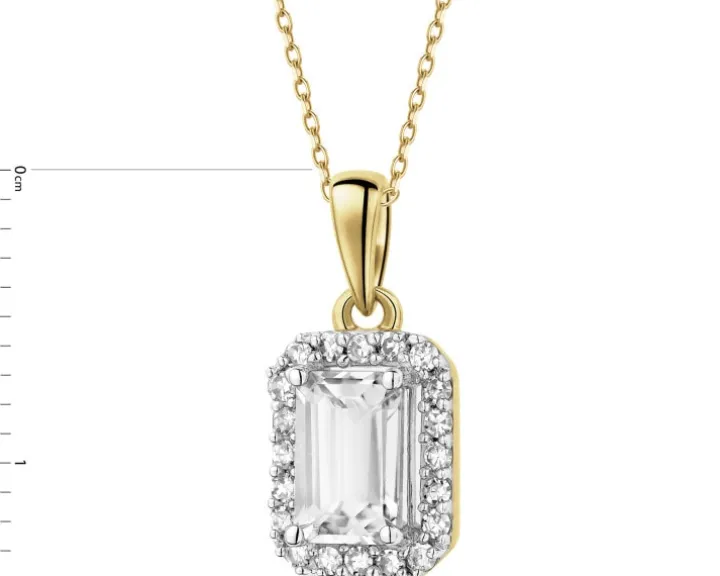 Zawieszka z żółtego złota z diamentami i topazem białym - próba 585