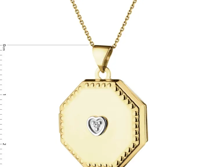 Zawieszka z żółtego złota z diamentem - puzderko - 0,01 ct - próba 375