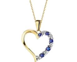 Zawieszka z żółtego złota z diamentami i szafirami - serce - próba 375
