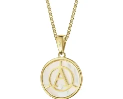 Zawieszka z żółtego złota z diamentem i masą perłową - litera A - próba 375