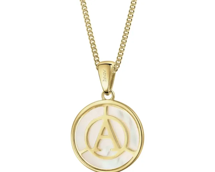 Zawieszka z żółtego złota z diamentem i masą perłową - litera A - próba 375