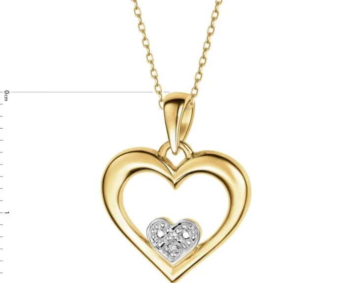 Zawieszka z żółtego złota z diamentem - puzderko - 0,005 ct - próba 375