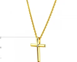 Zawieszka z żółtego złota z diamentem - krzyż - 0,003 ct - próba 585