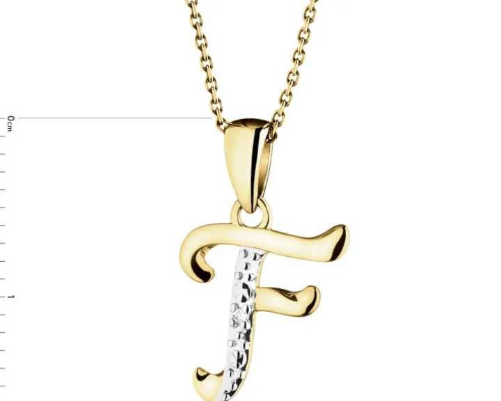 Zawieszka z żółtego złota z diamentem - litera F - 0,003 ct - próba 375
