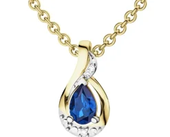 Zawieszka z żółtego złota z diamentami i szafirem - próba 585