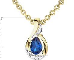 Zawieszka z żółtego złota z diamentami i szafirem - próba 585