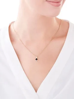 Zawieszka z żółtego złota z diamentami i szafirem - próba 585