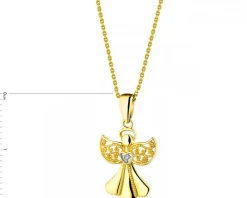Zawieszka z żółtego złota z diamentem - aniołek - 0,003 ct - próba 375