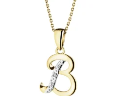 Zawieszka z żółtego złota z diamentem - litera B - 0,003 ct - próba 375