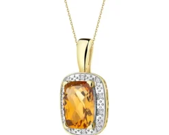 Zawieszka z żółtego złota z diamentami i cytrynem - próba 585