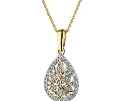 Zawieszka z żółtego złota z diamentami - 0,22 ct - próba 585