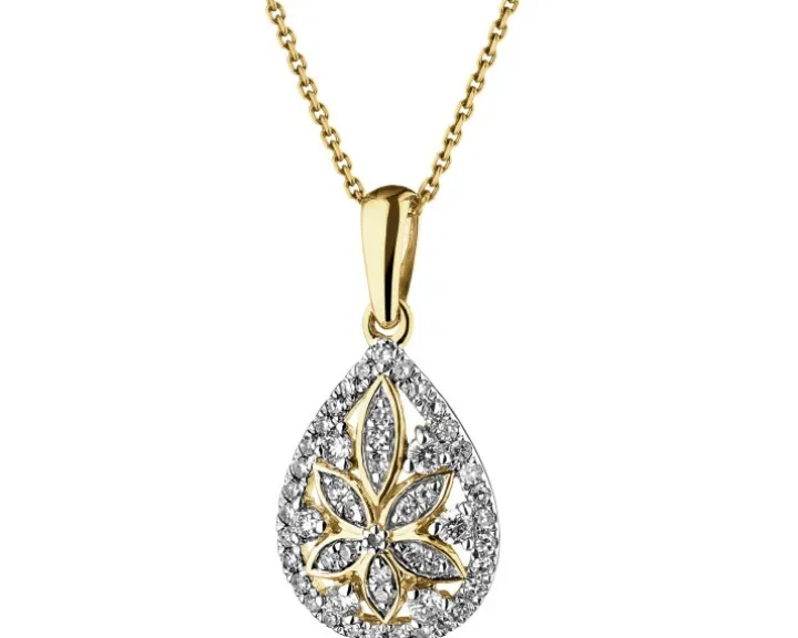 Zawieszka z żółtego złota z diamentami - 0,22 ct - próba 585