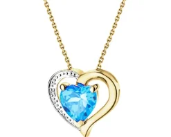 Zawieszka z żółtego złota z diamentem - litera P, serce - 0,005 ct - próba 585