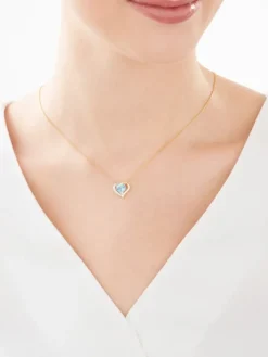 Zawieszka z żółtego złota z diamentem - litera P, serce - 0,005 ct - próba 585