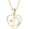 Zawieszka z żółtego złota z diamentem - litera D, serce - 0,005 ct - próba 375