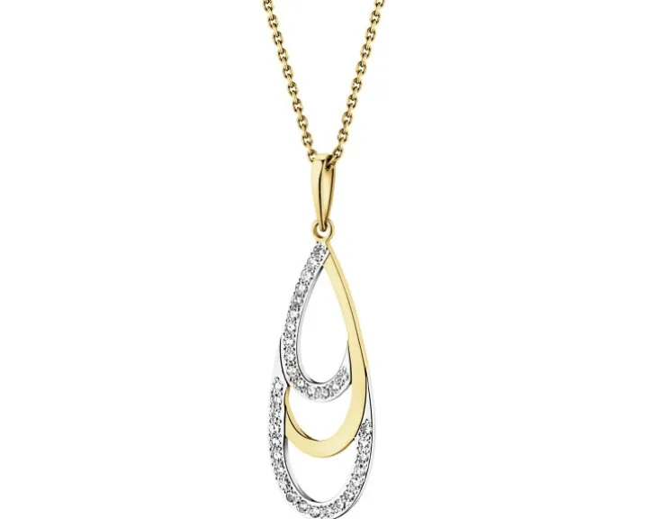 Zawieszka z żółtego złota z diamentami - 0,10 ct - próba 375