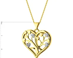 Zawieszka z żółtego złota z diamentami - serce - 0,01 ct - próba 585