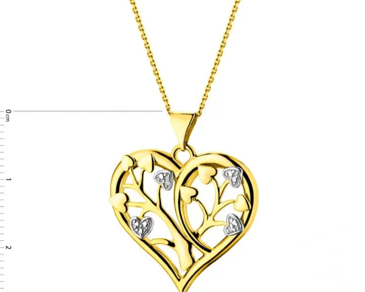 Zawieszka z żółtego złota z diamentami - serce - 0,01 ct - próba 585