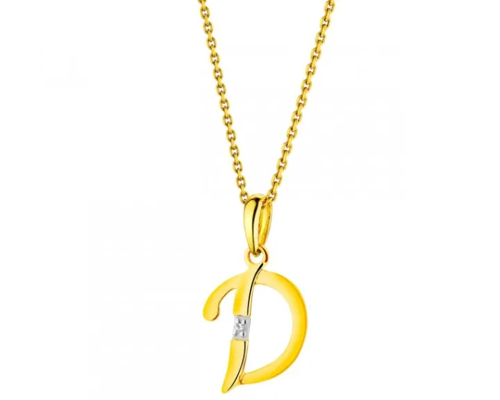 Zawieszka z żółtego złota z diamentami - serce - 0,02 ct - próba 585