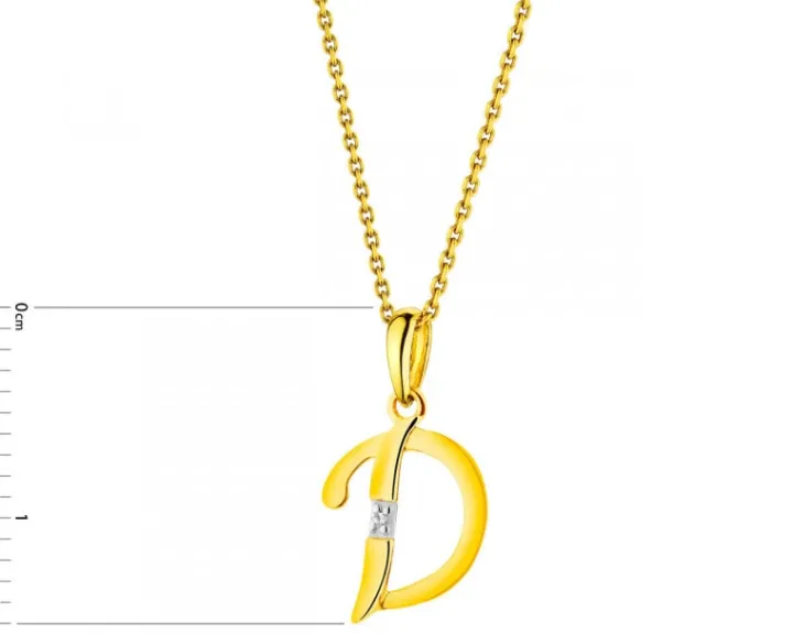 Zawieszka z żółtego złota z diamentami - serce - 0,02 ct - próba 585