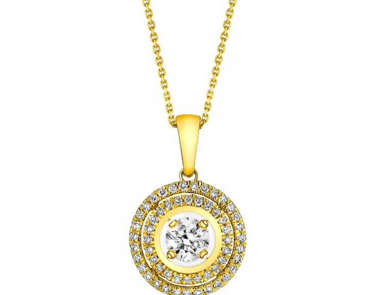 Zawieszka z żółtego złota z diamentami - 0,25 ct - próba 585