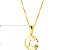Zawieszka z żółtego złota z diamentem - litera L - 0,003 ct - próba 585