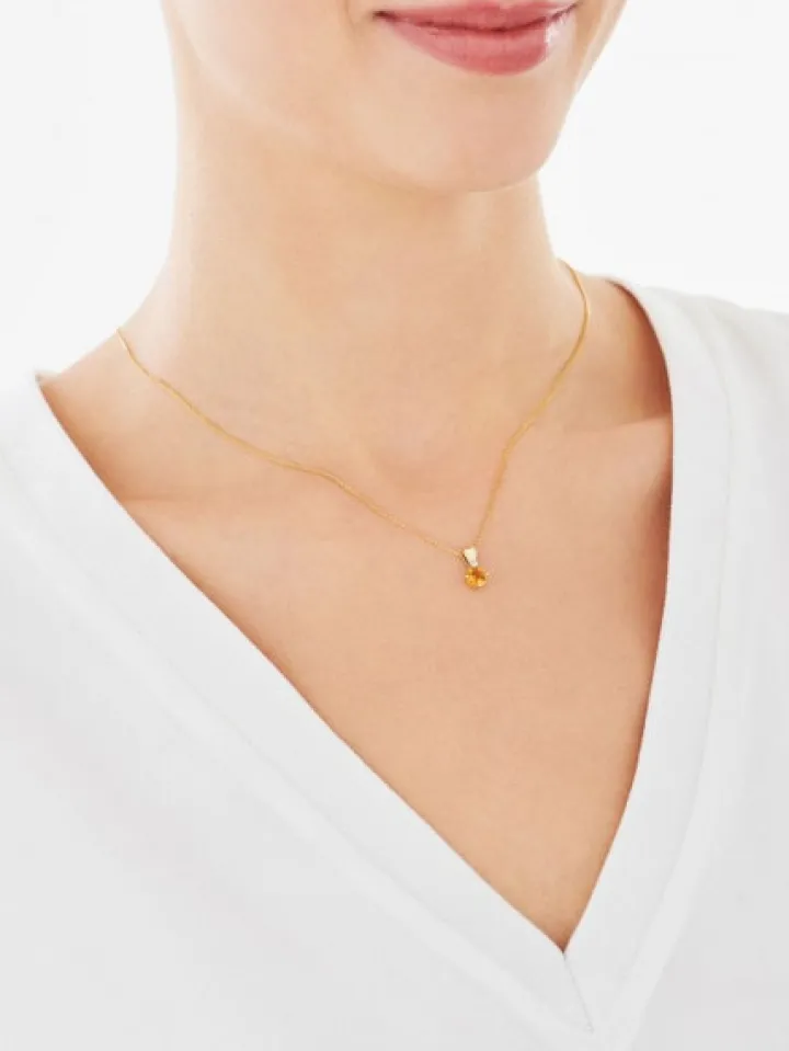 Zawieszka z żółtego złota z diamentem i cytrynem - próba 375