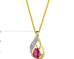 Zawieszka z żółtego złota z diamentem i rubinem - próba 375