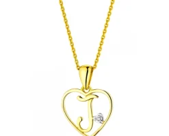 Zawieszka z żółtego złota z diamentami - serce - 0,09 ct - próba 585