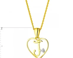 Zawieszka z żółtego złota z diamentami - serce - 0,09 ct - próba 585