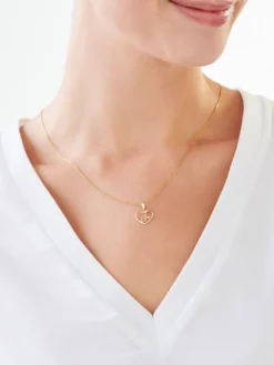 Zawieszka z żółtego złota z diamentami - serce - 0,09 ct - próba 585