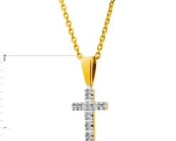 Zawieszka z żółtego złota z diamentami - krzyż - 0,01 ct - próba 585