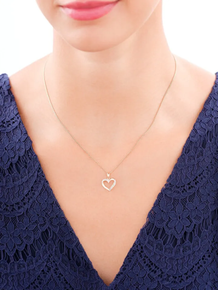 Zawieszka z żółtego złota z diamentami - serce - 0,02 ct - próba 585