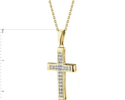 Zawieszka z żółtego złota z diamentami - krzyż - 0,05 ct - próba 375