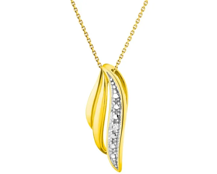 Zawieszka z żółtego złota z diamentami - krzyż - 0,05 ct - próba 585