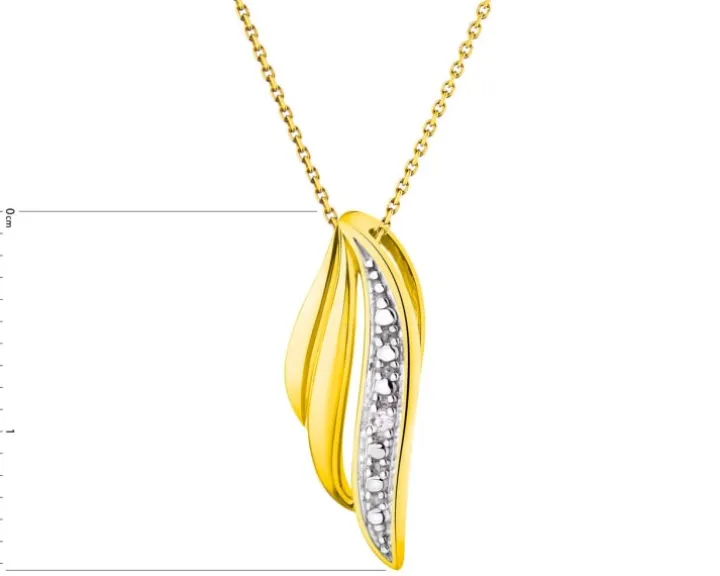 Zawieszka z żółtego złota z diamentami - krzyż - 0,05 ct - próba 585