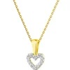 Zawieszka z żółtego złota z diamentami - serce - 0,03 ct - próba 375