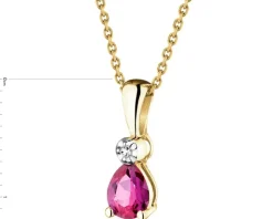 Zawieszka z żółtego złota z diamentem i rubinem syntetycznym - próba 375