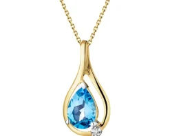 Zawieszka z żółtego złota z diamentem i topazem - próba 585