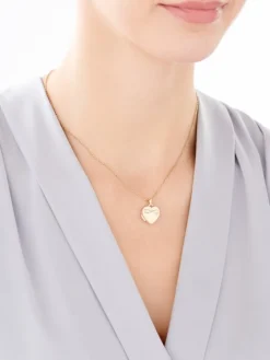 Zawieszka z żółtego złota z diamentem - puzderko - serce, nieskończoność - 0,005 ct - próba 375